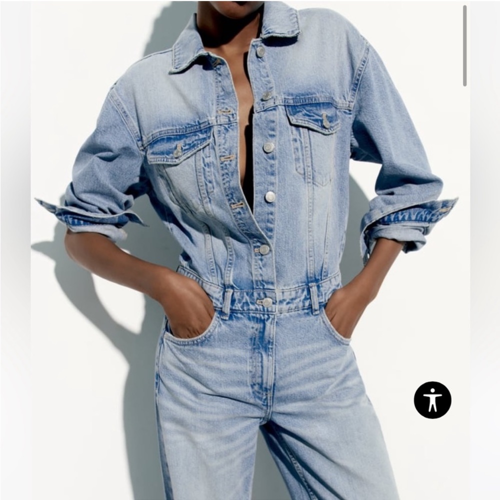 ZARA DENIM JUMPSUIT TRF OVERSIZED NWT